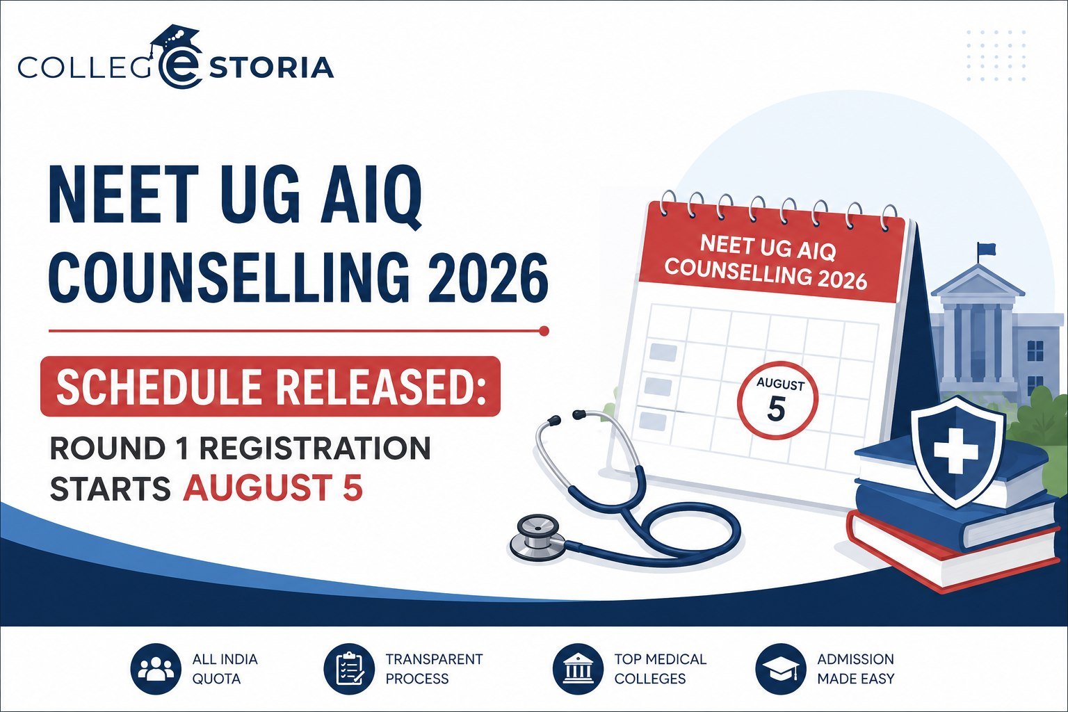 NEET UG AIQ Counselling 2026 Schedule Released: Round 1 Registration Starts August 5